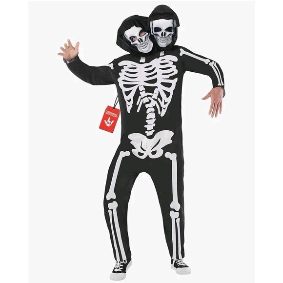 Morph Adult Men Skeleton Costume, Two-Headed Skeleton Outfit for Men, Size L - Picture 1 of 6